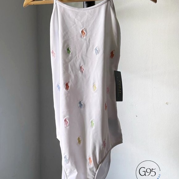 NWT Polo Ralph Lauren Big Girls Multi Color Polo Pony Embroidered SWIMSUIT - Picture 4 of 7